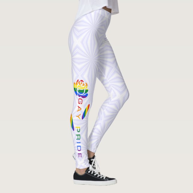Gay Pride Rose Rainbow Flag  Leggings (Right)