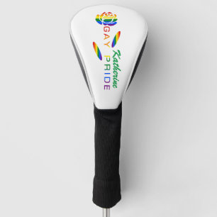 Gay Pride Rose Rainbow Flag Personalised Name Golf Head Cover