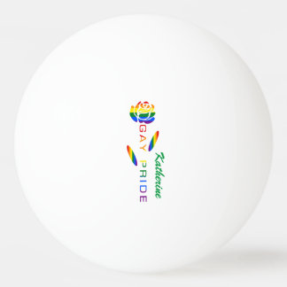 Gay Pride Rose Rainbow Flag Personalised Name Ping Pong Ball