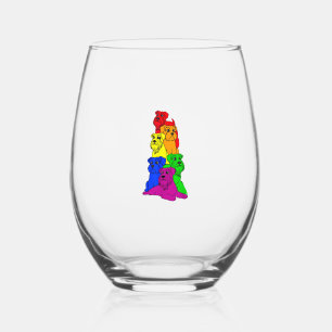 Gay Pride Schnauzer Dog Lover LGBT Funny Rainbow F Stemless Wine Glass