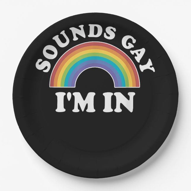 Gay Pride Shirts Men Women LGBT Rainbow Sounds Gay Paper Plate (Front)