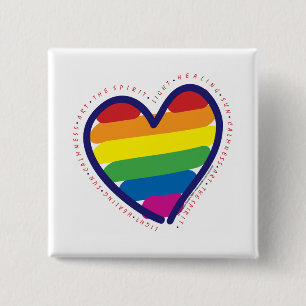 Gay Pride Spirit Heart 15 Cm Square Badge