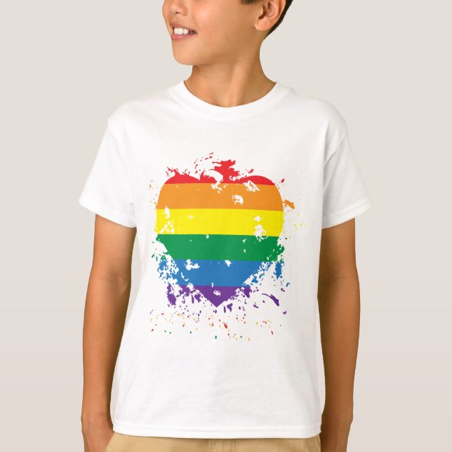 Gay-Pride-Splatter-Heart T-Shirt (Front)