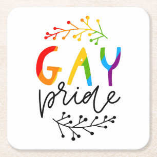 Gay Pride Square Paper Coaster