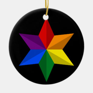 Gay Pride Star Ceramic Tree Decoration