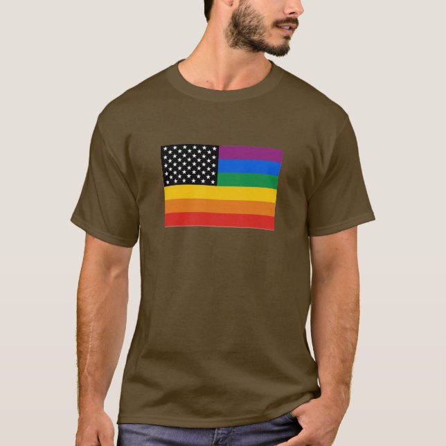 Gay Pride Stars and Stripes T-Shirt (Front)
