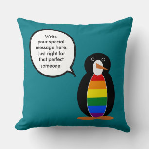 Gay Pride Talking Ms Penguin Personalised Cushion