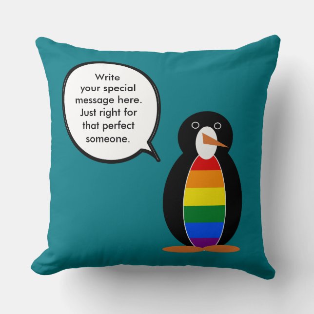 Gay Pride Talking Ms Penguin Personalised  Cushion (Front)