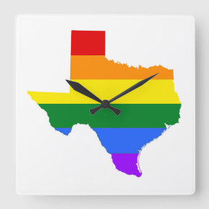 Gay Pride   Texas Rainbow Square Wall Clock