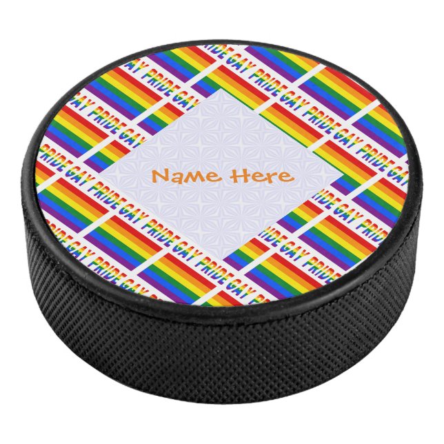 Gay Pride Tiled Design Hockey Puck (3/4)
