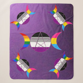 Gay Pride Triple Goddess Pentacle Sherpa Blanket