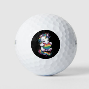 Gay Pride Unicorn Heart Rainbow Flag Lgbt  Golf Balls