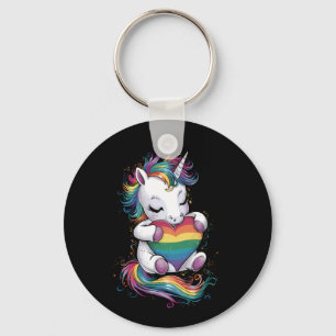 Gay Pride Unicorn Heart Rainbow Flag Lgbt Key Ring