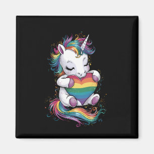 Gay Pride Unicorn Heart Rainbow Flag Lgbt Magnet