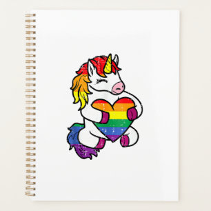 Gay Pride Unicorn Heart Rainbow Flag Lgbt Women Gi Planner