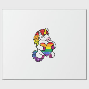 Gay Pride Unicorn Heart Rainbow Flag Lgbt Women Gi Wrapping Paper
