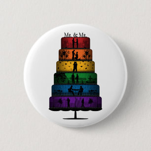 Gay Pride Wedding Cake 6 Cm Round Badge
