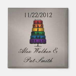 Gay Pride Wedding Cake with Rainbow Tiers Magnet