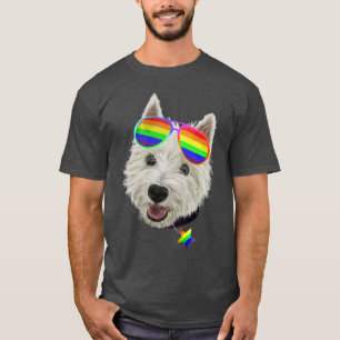 Gay Pride Westie LGBT Dog Sunglasses T-Shirt