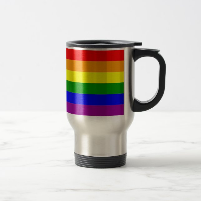 Gay Pride Wrap Around Rainbow Flag Travel Mug (Right)