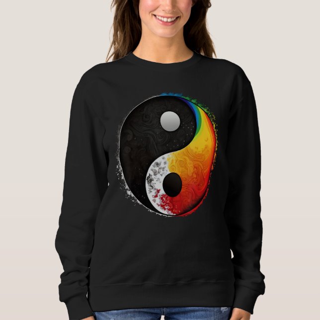 Gay Pride Yin Yang Symbol on LGBTQ Taijitu Yin Yan Sweatshirt (Front)