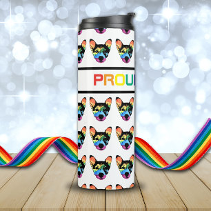 Gay Progressive Pride Rainbow Dog Lover Thermal Tumbler