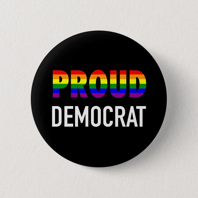 Gay Proud Democrat 6 Cm Round Badge (Front)