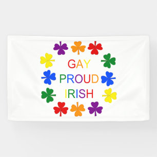 Gay Proud Irish LGBT Rainbow Shamrocks Banner