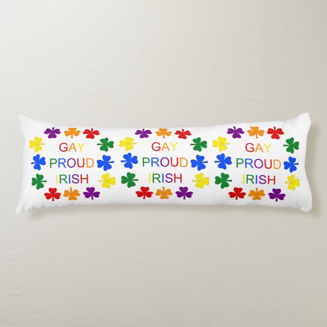 Gay Proud Irish LGBT Rainbow Shamrocks Body Cushion (Front)