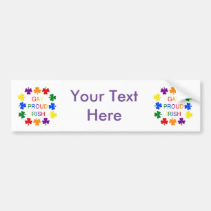 Gay Proud Irish LGBT Rainbow Shamrocks Bumper Sticker
