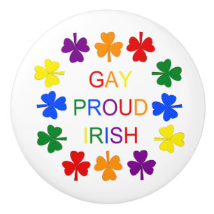 Gay Proud Irish LGBT Rainbow Shamrocks Ceramic Knob