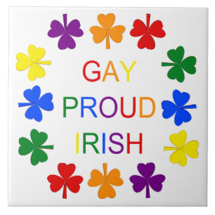 Gay Proud Irish LGBT Rainbow Shamrocks Ceramic Tile