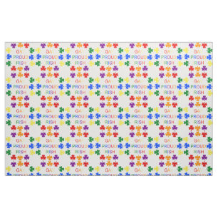 Gay Proud Irish LGBT Rainbow Shamrocks Fabric