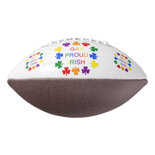 Gay Proud Irish LGBT Rainbow Shamrocks Football (Rotated 270)