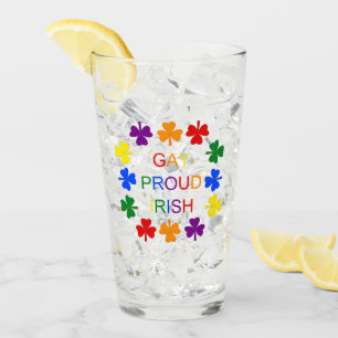 Gay Proud Irish LGBT Rainbow Shamrocks Glass