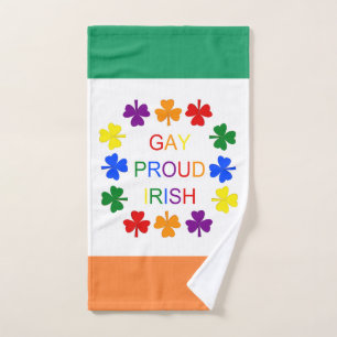 Gay Proud Irish LGBT Rainbow Shamrocks Hand Towel