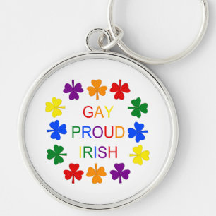 Gay Proud Irish LGBT Rainbow Shamrocks Key Ring