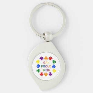 Gay Proud Irish LGBT Rainbow Shamrocks Key Ring