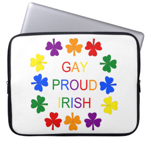 Gay Proud Irish LGBT Rainbow Shamrocks Laptop Sleeve