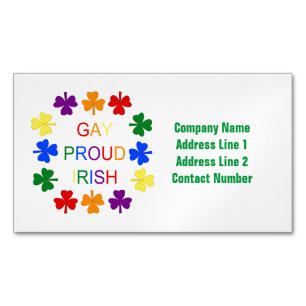 Gay Proud Irish LGBT Rainbow Shamrocks Magnetic Business Card