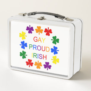 Gay Proud Irish LGBT Rainbow Shamrocks Metal Lunch Box