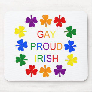 Gay Proud Irish LGBT Rainbow Shamrocks Mouse Pad