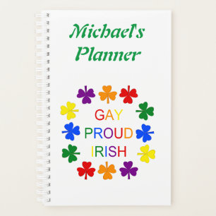 Gay Proud Irish LGBT Rainbow Shamrocks Planner