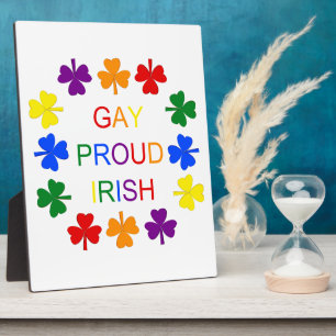 Gay Proud Irish LGBT Rainbow Shamrocks Plaque