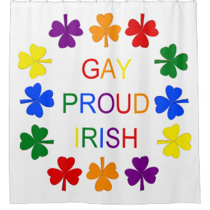 Gay Proud Irish LGBT Rainbow Shamrocks Shower Curtain