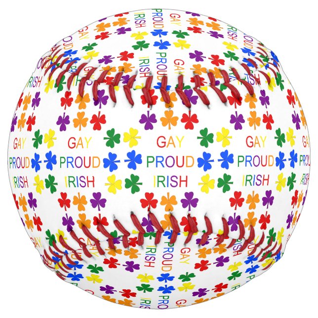Gay Proud Irish LGBT Rainbow Shamrocks Softball (Front)