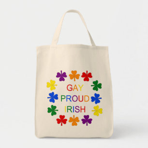 Gay Proud Irish LGBT Rainbow Shamrocks Tote Bag