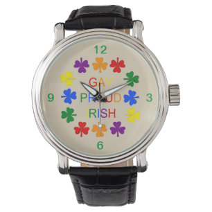 Gay Proud Irish LGBT Rainbow Shamrocks Watch