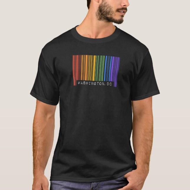 Gay Queer Barcode Pride Washington Dc Aesthetic Lg T-Shirt (Front)