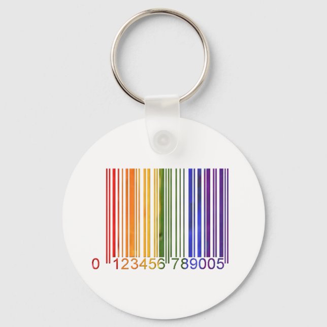Gay Rainbow Barcode 2 Key Ring (Front)